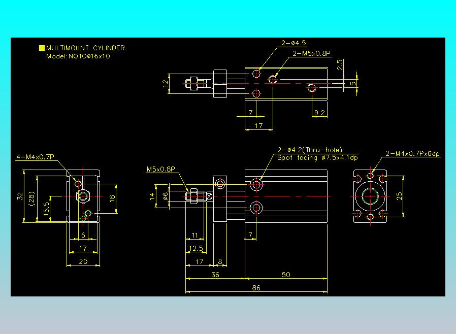 螺牙氣缸  多固型氣缸2D-NQTO16x10