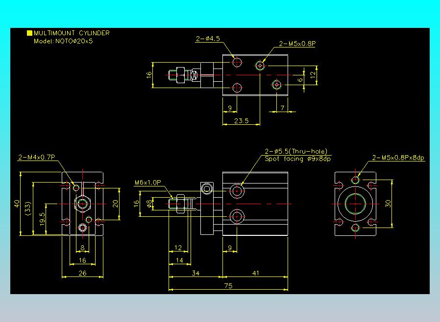 螺牙氣缸  多固型氣缸2D-NQTO20x5