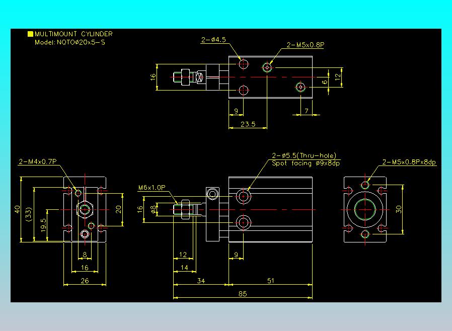 螺牙氣缸  多固型氣缸2D-NQTO20x5-S