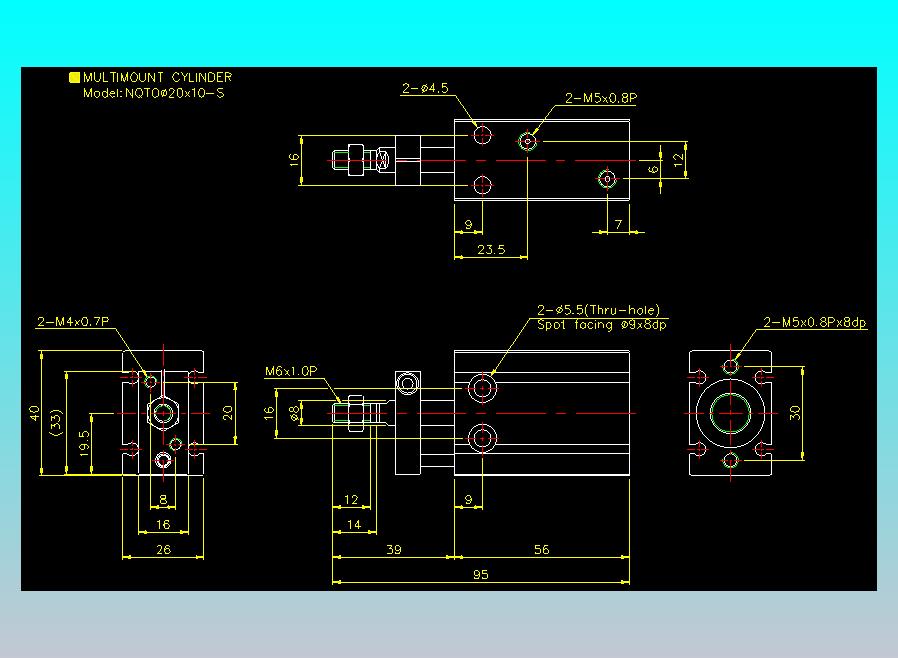 螺牙氣缸  多固型氣缸2D-NQTO20x10-S