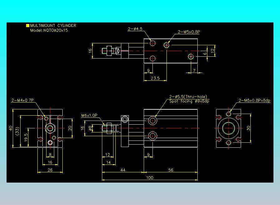 螺牙氣缸  多固型氣缸2D-NQTO20x15