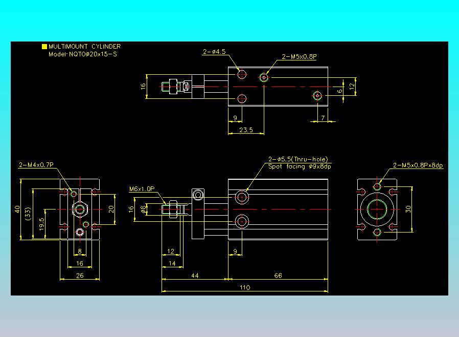螺牙氣缸  多固型氣缸2D-NQTO20x15-S