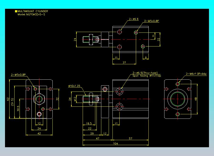 螺牙氣缸  多固型氣缸2D-NQTO32x5-S