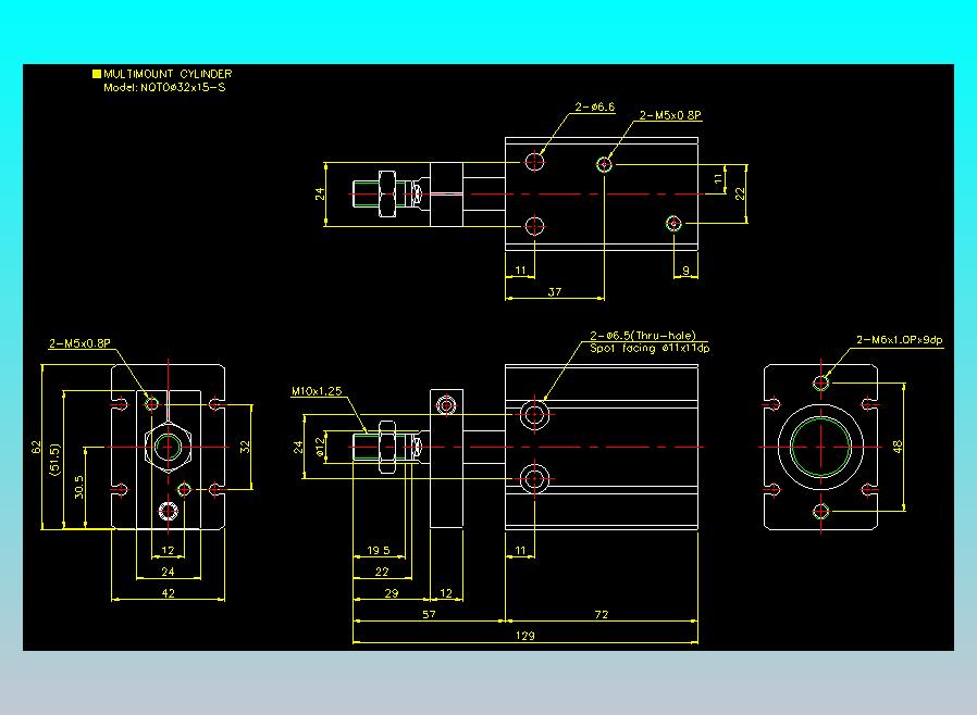 螺牙氣缸  多固型氣缸2D-NQTO32x15-S