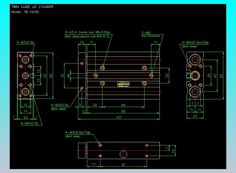 导杆薄型气缸导杆滑块气缸标准型气缸2D-TB10x50