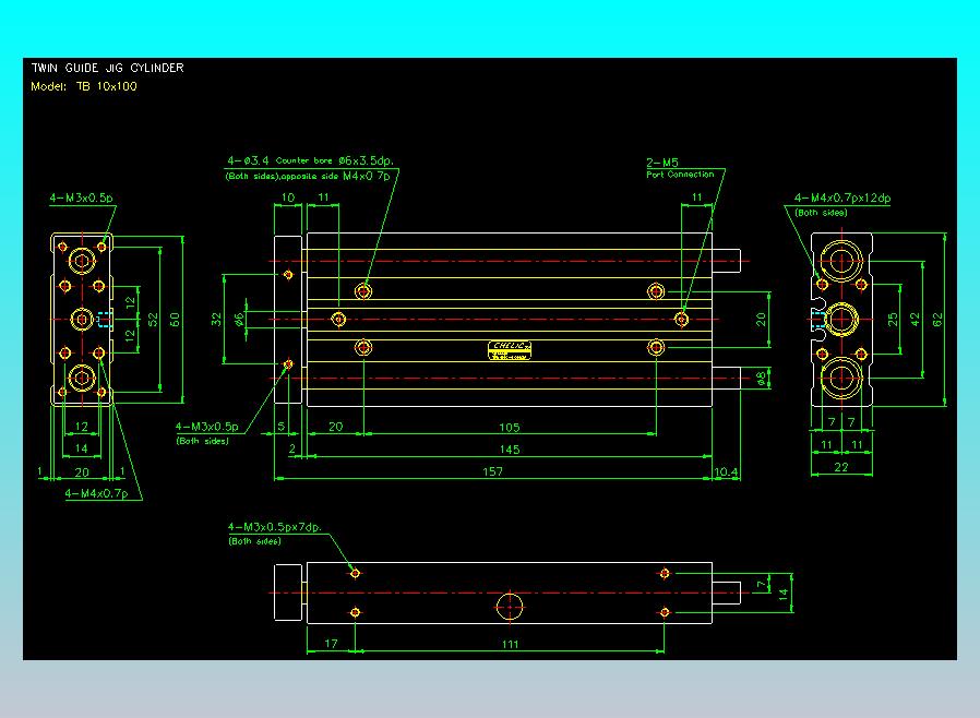导杆薄型气缸导杆滑块气缸标准型气缸2D-TB10x100