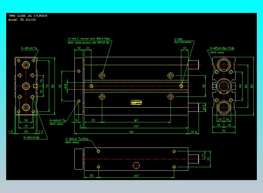 导杆薄型气缸导杆滑块气缸标准型气缸2D-TB20x100