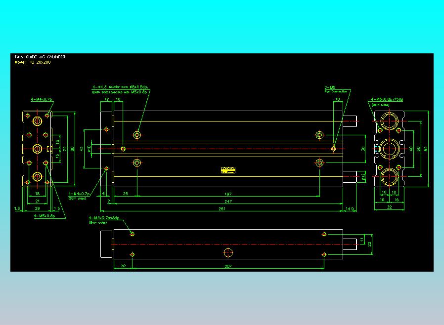 导杆薄型气缸导杆滑块气缸标准型气缸2D-TB20x200