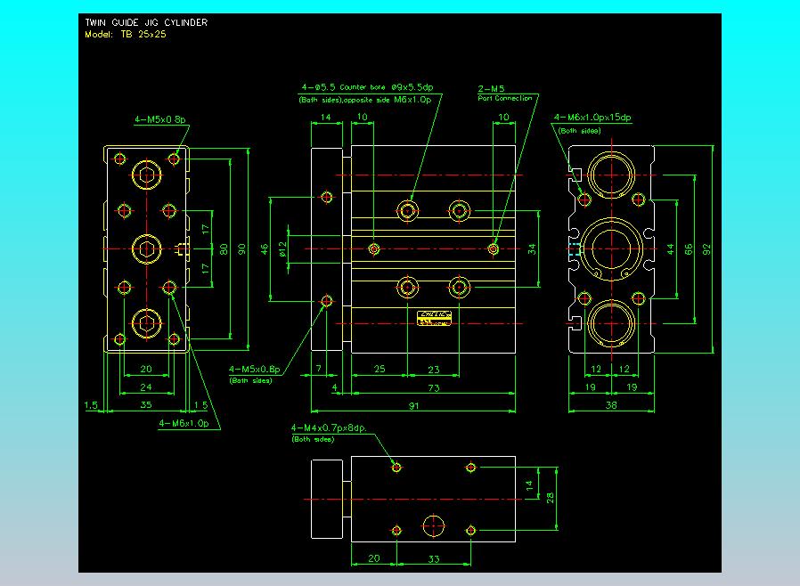 导杆薄型气缸导杆滑块气缸标准型气缸2D-TB25x25