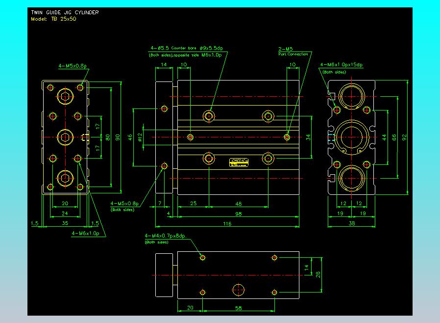 导杆薄型气缸导杆滑块气缸标准型气缸2D-TB25x50