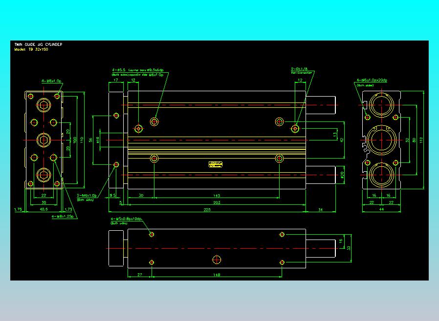 导杆薄型气缸导杆滑块气缸标准型气缸2D-TB32x150