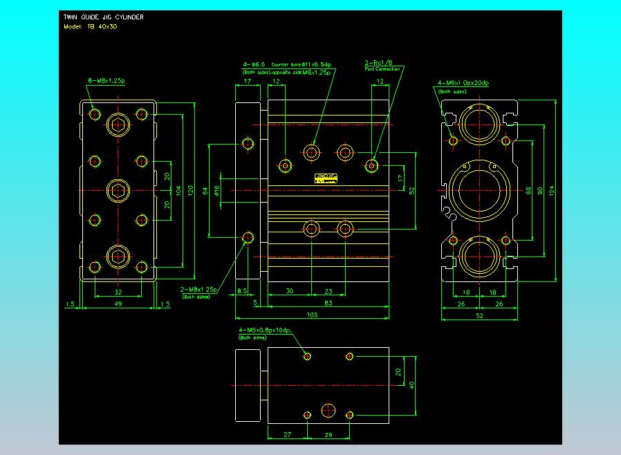 导杆薄型气缸导杆滑块气缸标准型气缸2D-TB40x30