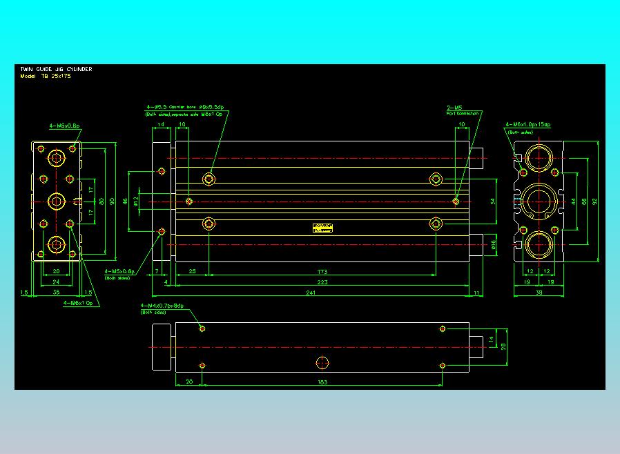 导杆薄型气缸导杆滑块气缸标准型气缸2D-TB25x175
