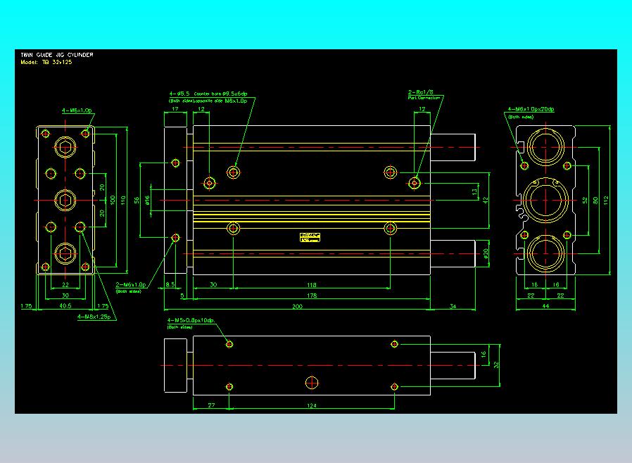 导杆薄型气缸导杆滑块气缸标准型气缸2D-TB32x125