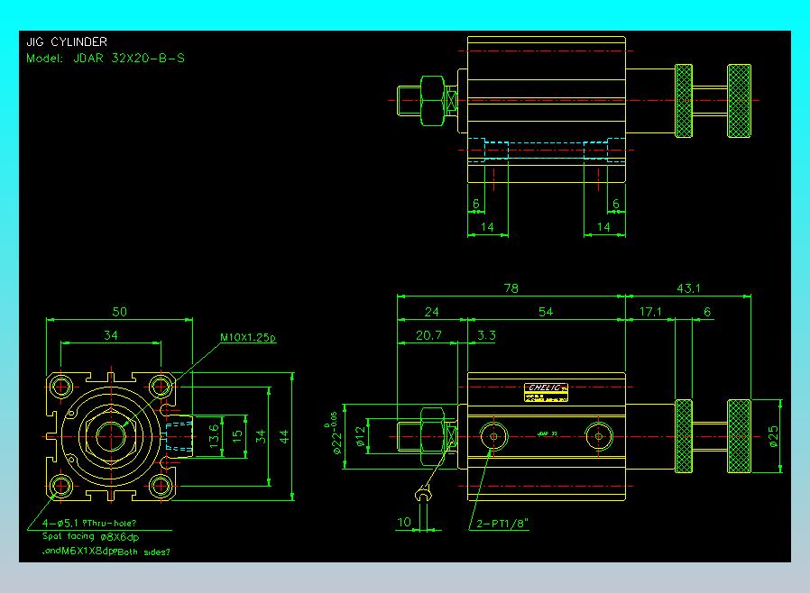 气立可CHELIC气缸油缸2D-JDAR32x20-B-S