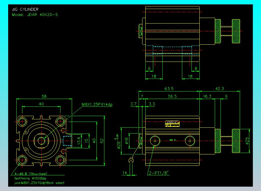气立可CHELIC气缸油缸2D-JDAR40x20-S