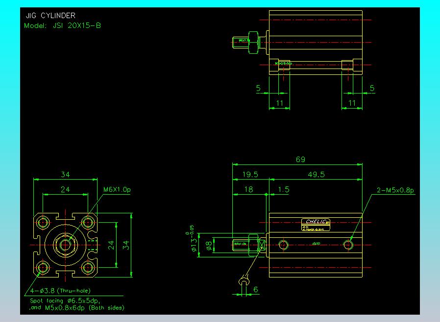 气立可CHELIC气缸油缸2D-JSI20x15-B