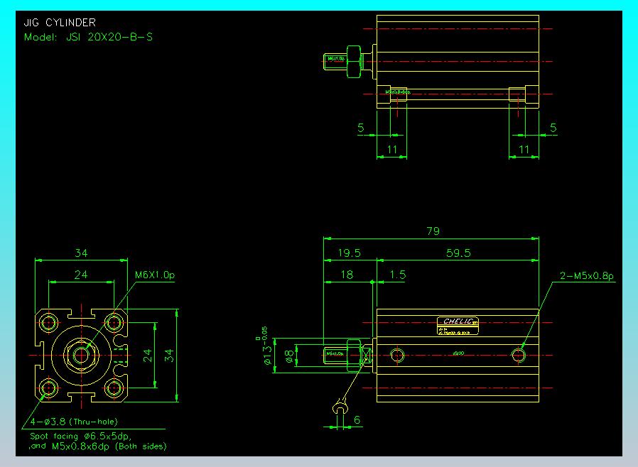 气立可CHELIC气缸油缸2D-JSI20x20-B-S