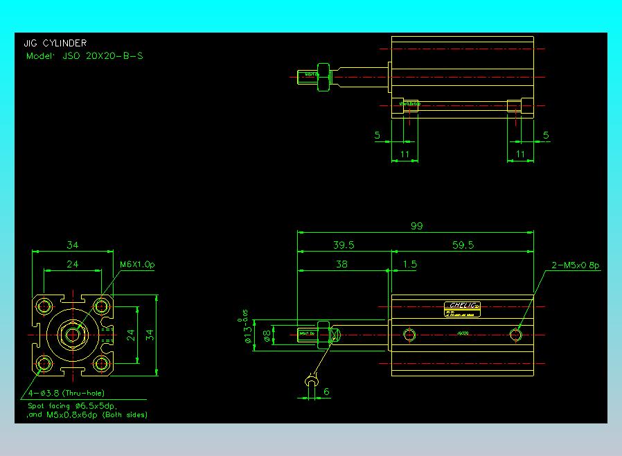 气立可CHELIC气缸油缸2D-JSO20x20-B-S