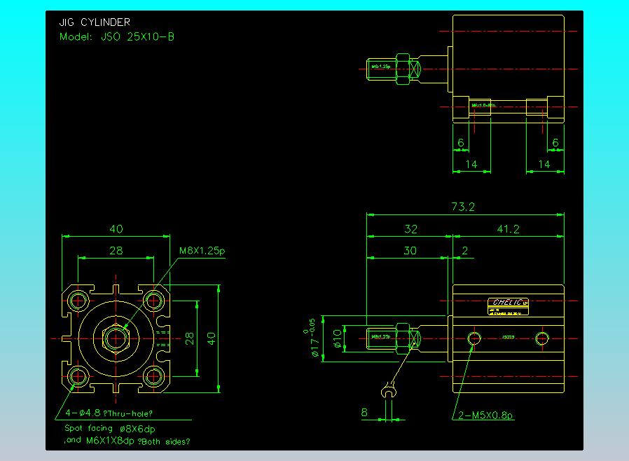 气立可CHELIC气缸油缸2D-JSO25x10-B