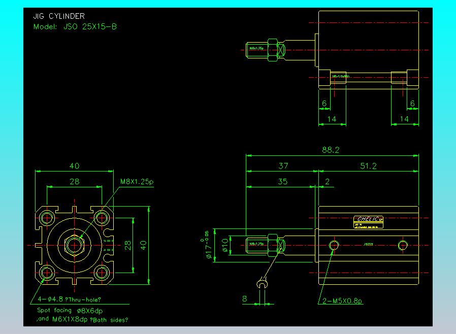 气立可CHELIC气缸油缸2D-JSO25x15-B