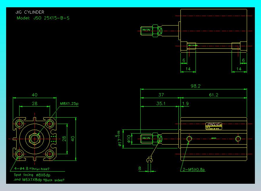 气立可CHELIC气缸油缸2D-JSO25x15-B-S