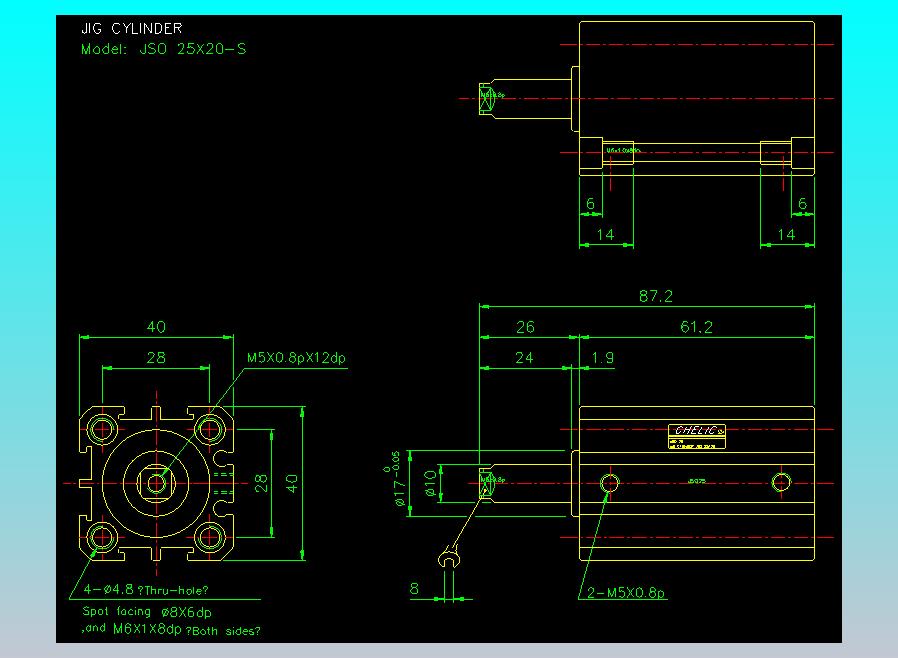 气立可CHELIC气缸油缸2D-JSO25x20-S