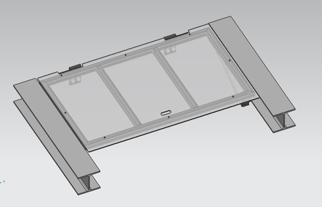 工业平台用带气弹簧的维修舱门3D图纸