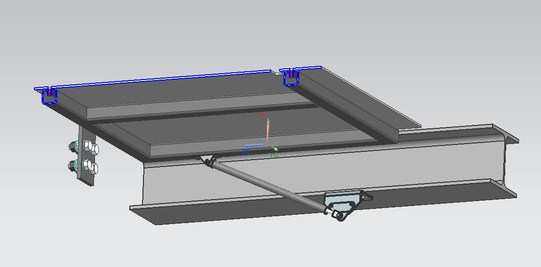 工业平台用带气弹簧的维修舱门3D图纸