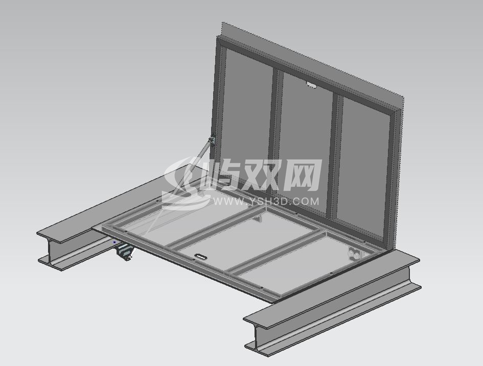 工业平台用带气弹簧的维修舱门3D图纸