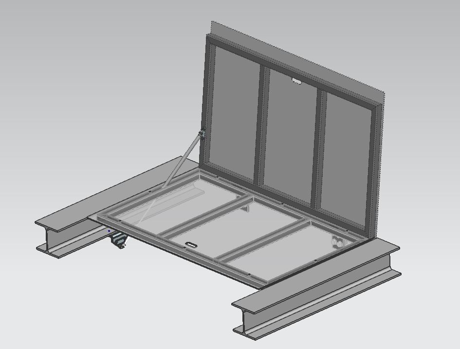 工业平台用带气弹簧的维修舱门3D图纸