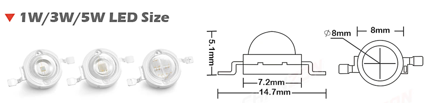 山宗 LED 1W 3W 5W 8mm