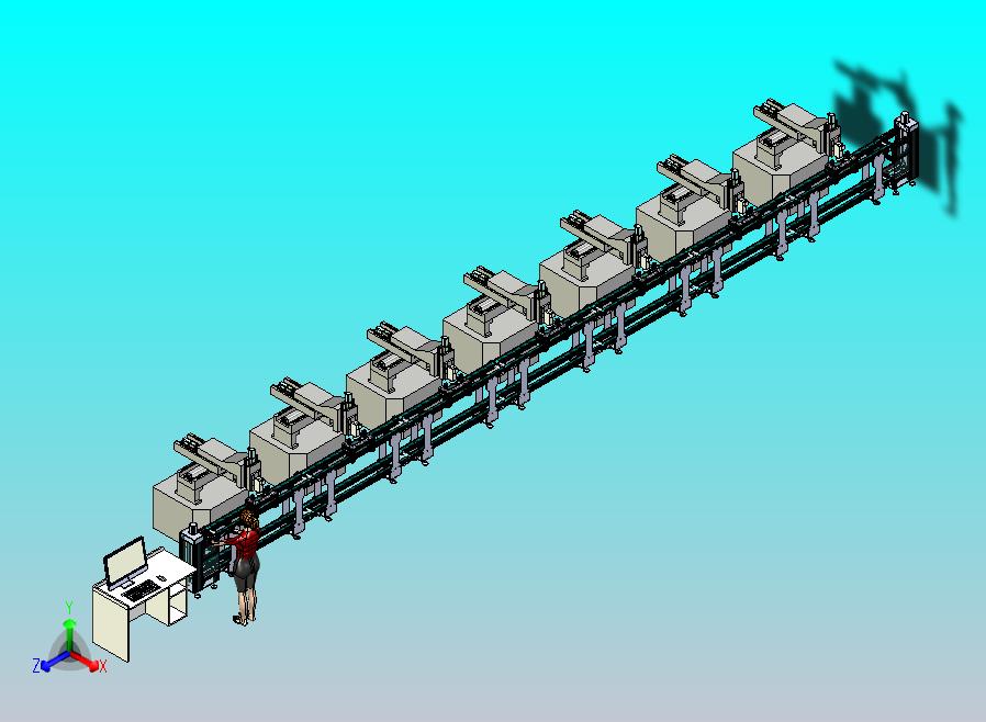 CNC加工流水线3D图模型