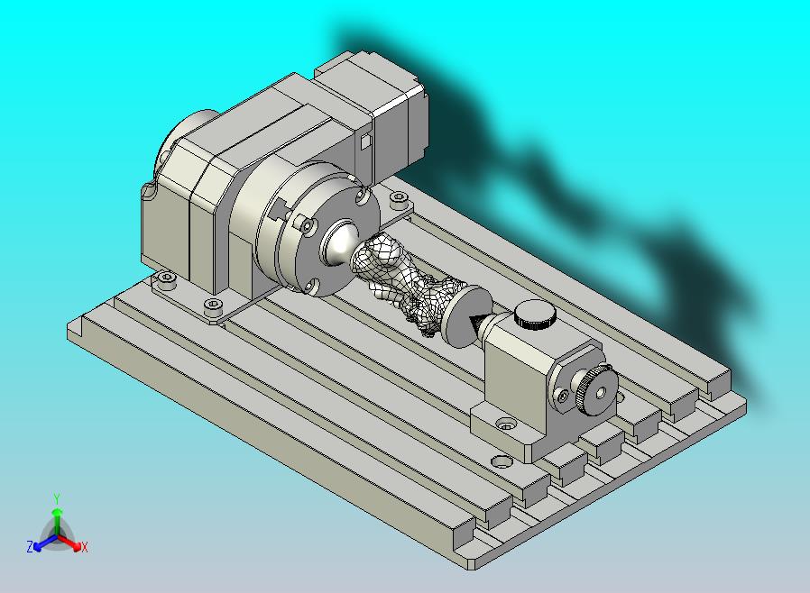 雕刻机铣床旋转工作台3D模型