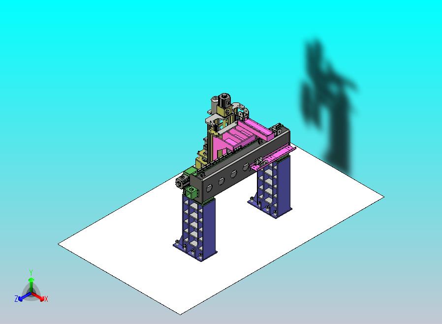 龙门铣床设备3D图模型