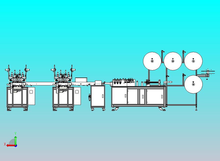 平面口罩一拖二外耳带机儿童口罩机3D图纸