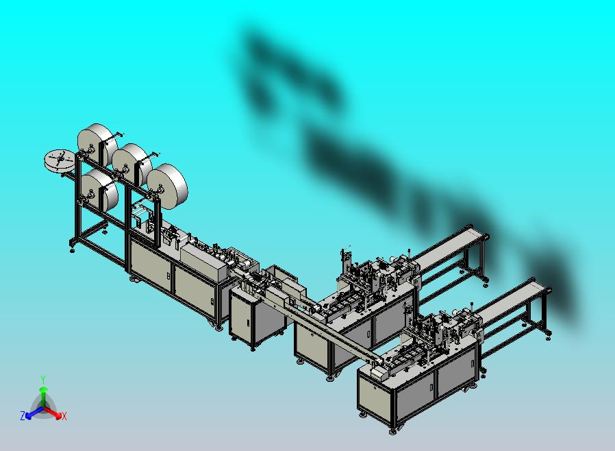 平面口罩一拖二外耳带机儿童口罩机3D图纸