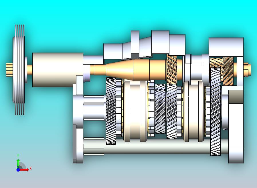双离合器传动齿轮箱3D图纸
