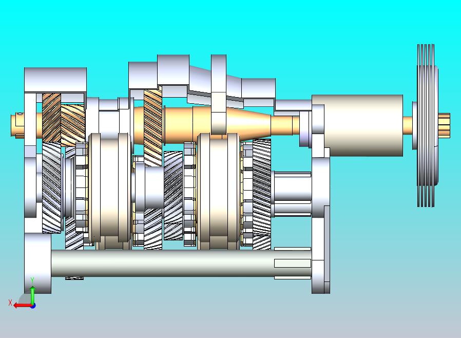 双离合器传动齿轮箱3D图纸