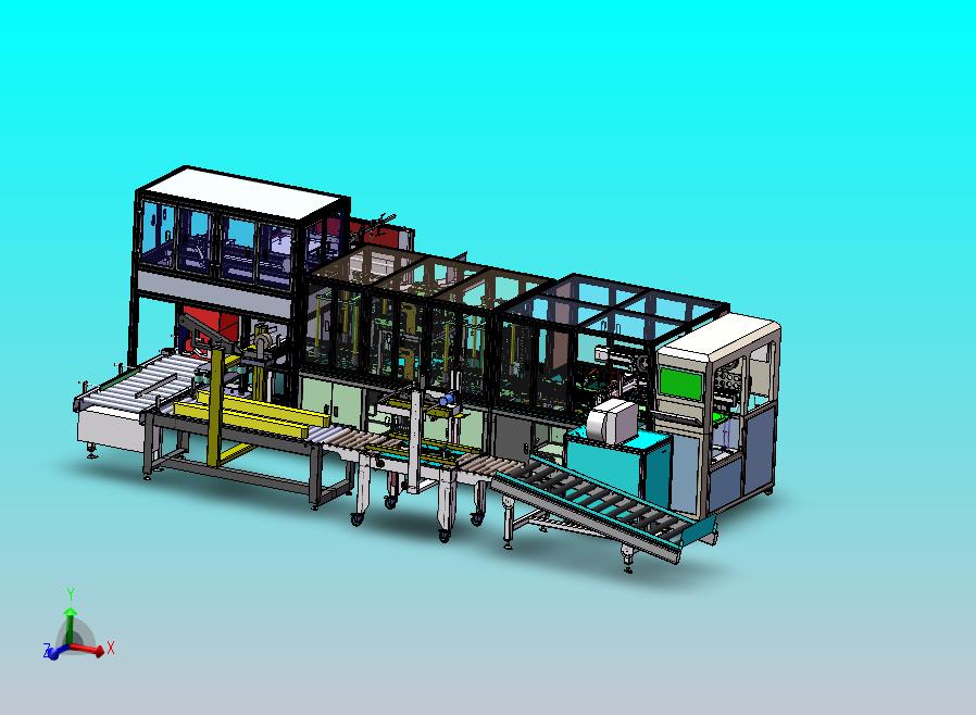 带装贴片元件真空包装线（检测，扫码，套袋，贴标抽真空，封口，纸箱开箱，装箱封箱等机构）
