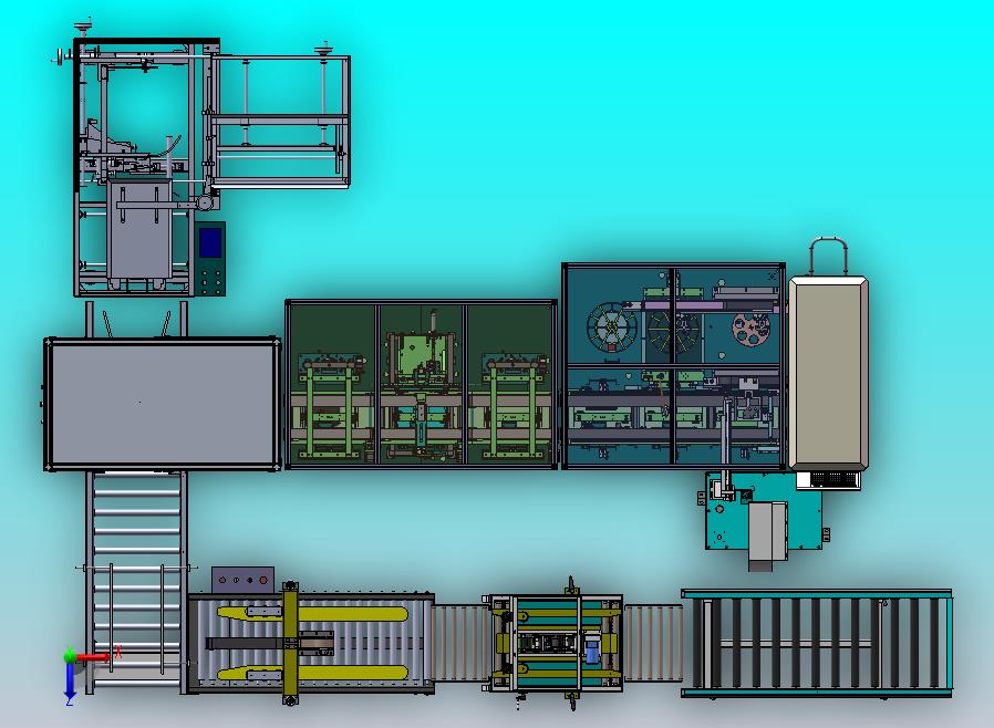 带装贴片元件真空包装线（检测，扫码，套袋，贴标抽真空，封口，纸箱开箱，装箱封箱等机构）