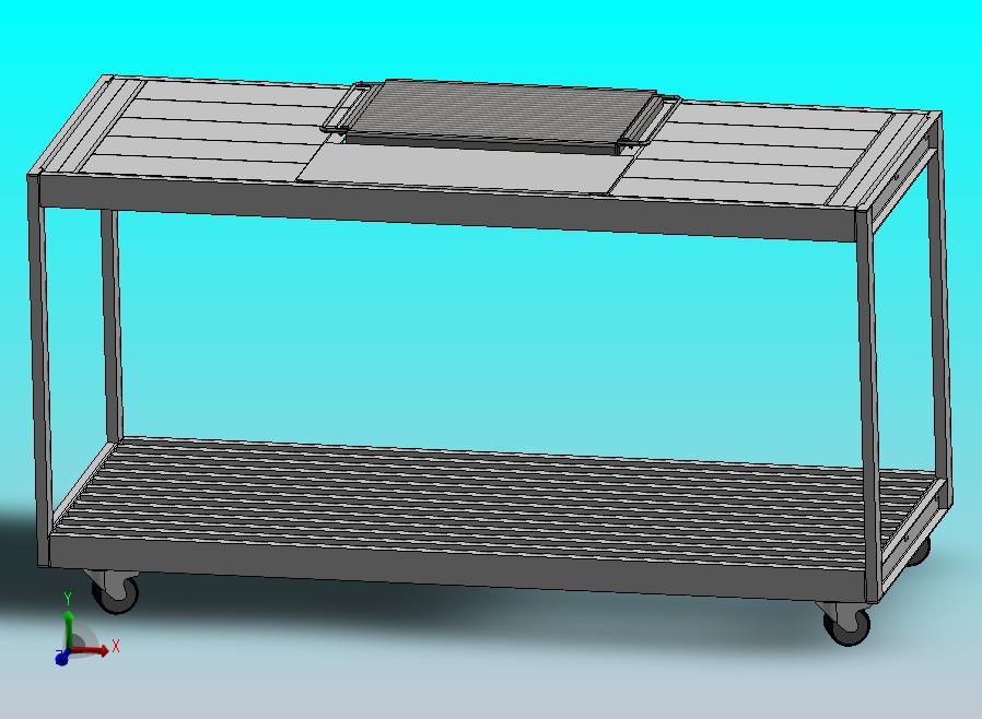 混合烧烤架-不锈钢和木制移动组件