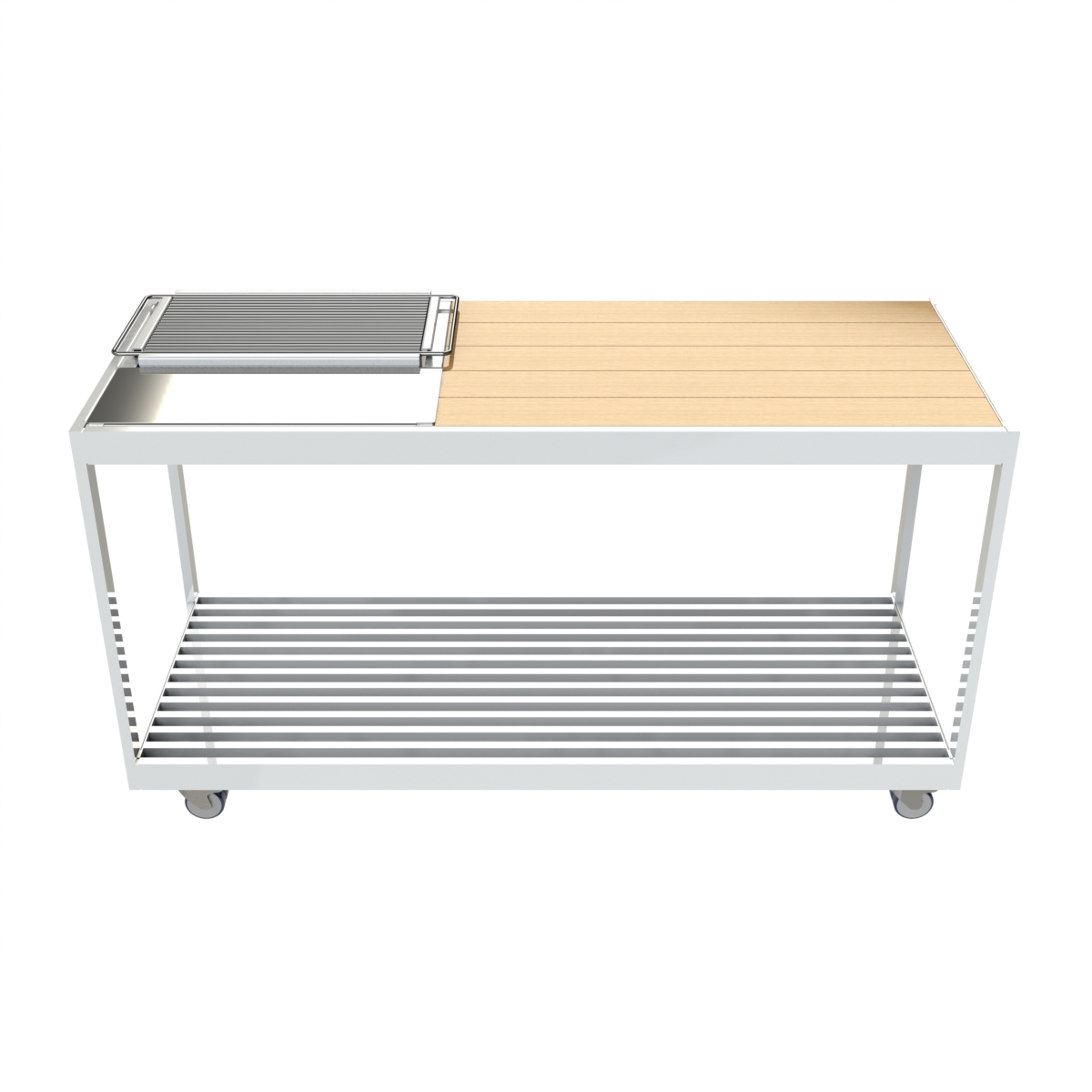 混合烧烤架-不锈钢和木制移动组件