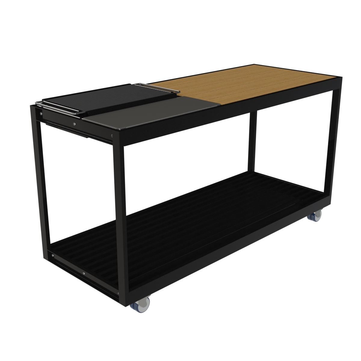 混合烧烤架-不锈钢和木制移动组件