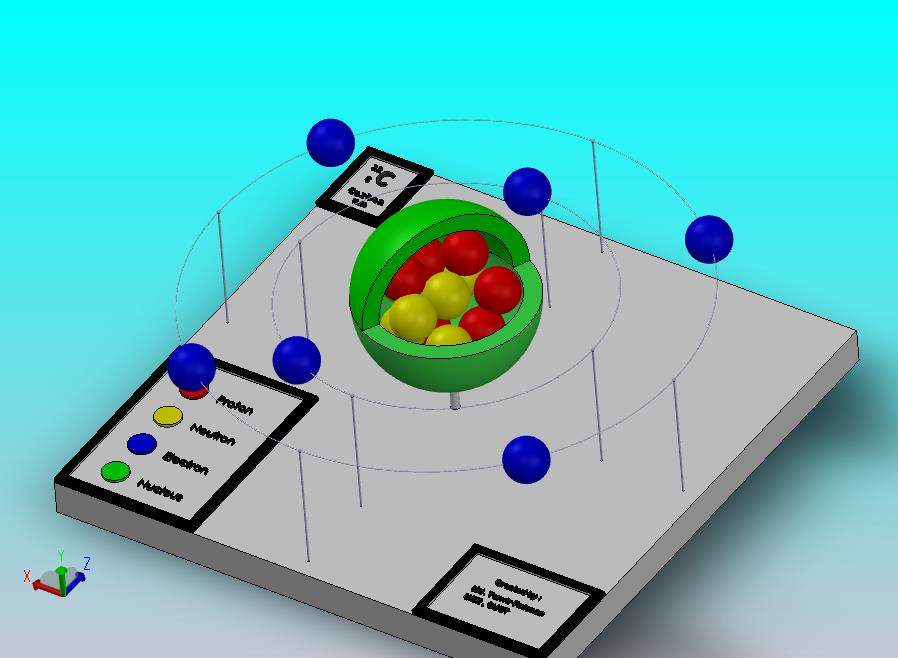 D可打印的玻尔碳原子模型_SOLIDWORKS+KeyShot