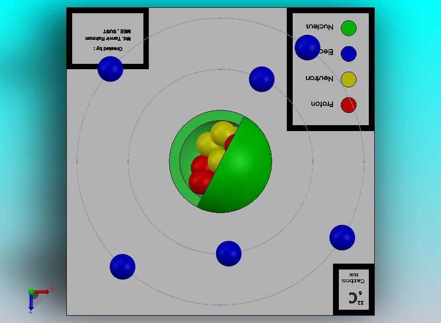 D可打印的玻尔碳原子模型_SOLIDWORKS+KeyShot