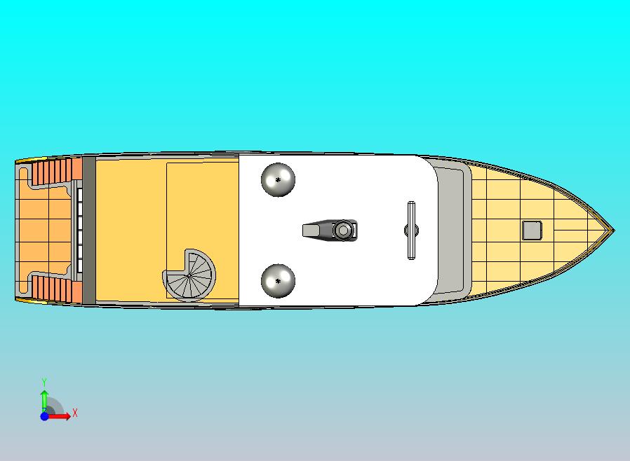 21m长简易双层游艇3D图纸