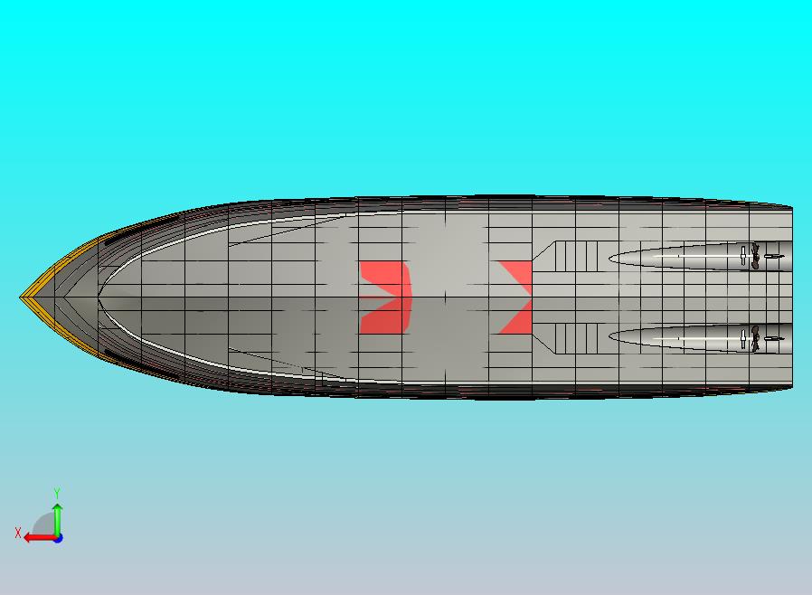 21m长简易双层游艇3D图纸