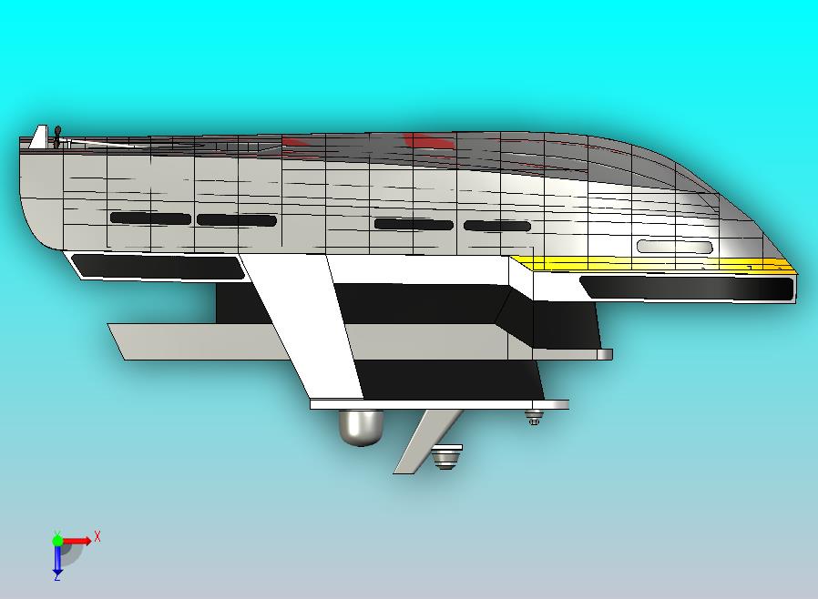 21m长简易双层游艇3D图纸