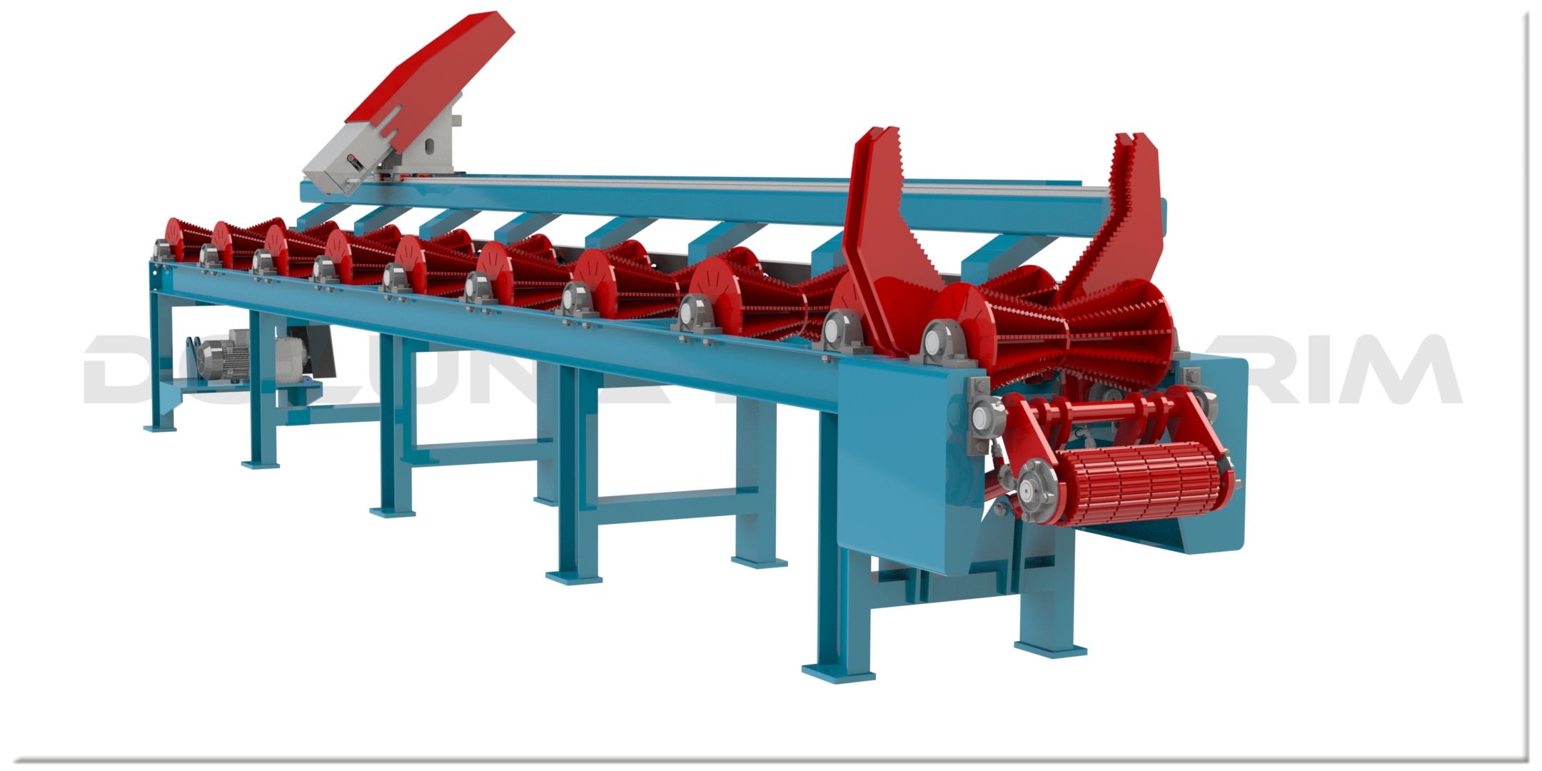 自动圆木反切甲板锯站。